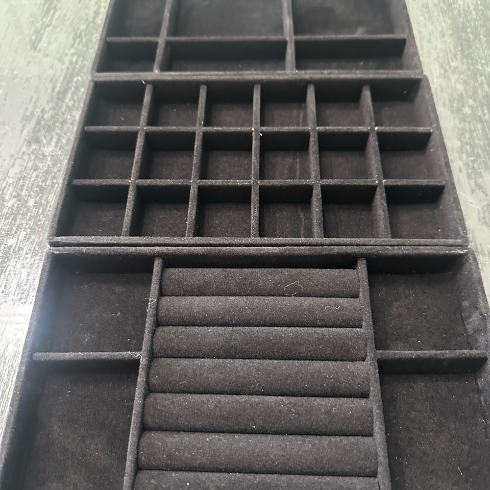 Velvet Jewelry Display Organizer Tray in Black set of 3